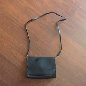 Black faux leather crossbody bag